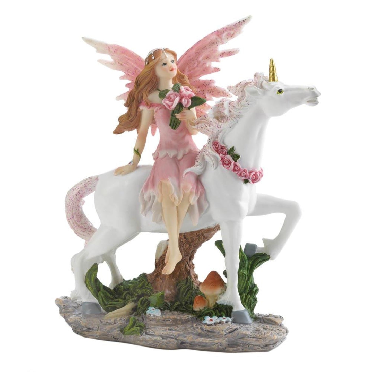 Pink Fairy With Unicorn Figurine Home Decoration