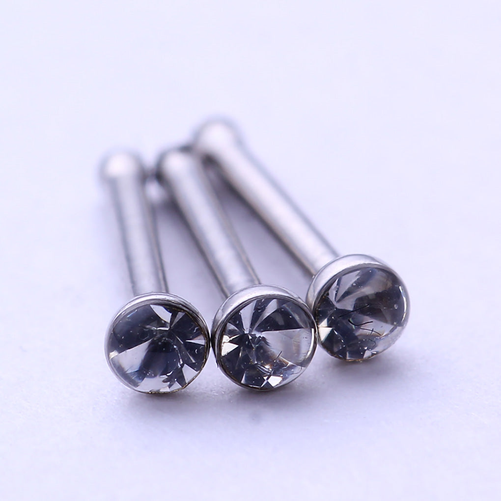 60pcs Stainless Steel Adults Nose Rhinestone Piercing Studs Rings Pins