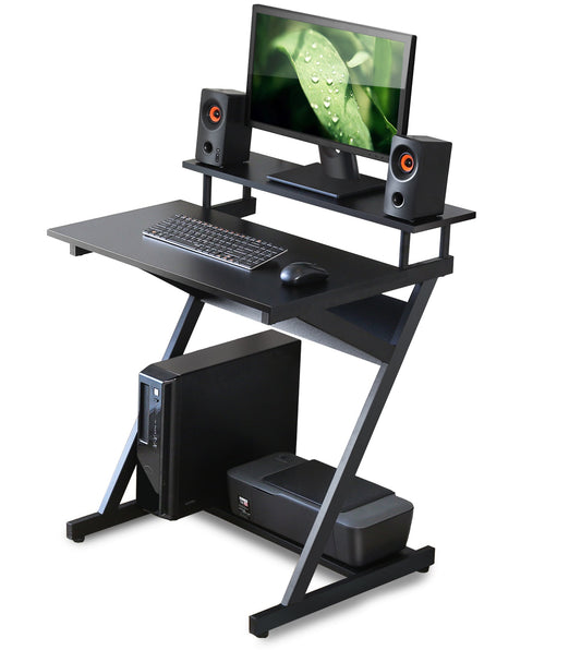 27.6" Computer Desk w/  2-Monitor Shelf & Office Storage