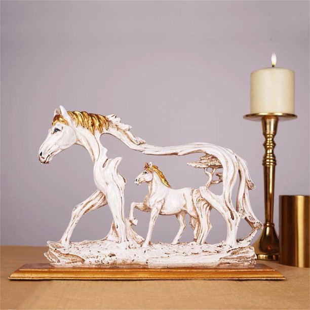 Gorgeous Artwork Micro Standing Galloping Horse Resin Statue for Home Decoration