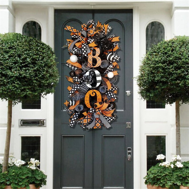 Fall Wreath Front Door Ornament for Halloween Decoration