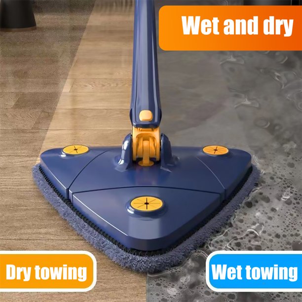 Cleaning Mop,360 Degrees Rotatable Extendable 51Inch Triangle Automatic Water Squeezing