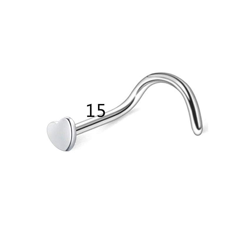 21 Pcs Nose Rings Studs L Shape - Hypoallergenic