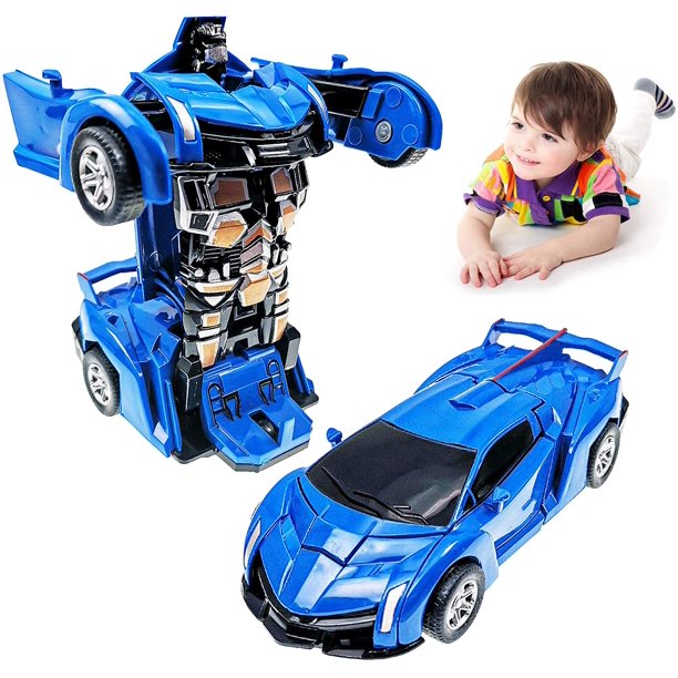 Transforming Toys Cars, Robot Cars Toys for Kids Boys Girls Blue