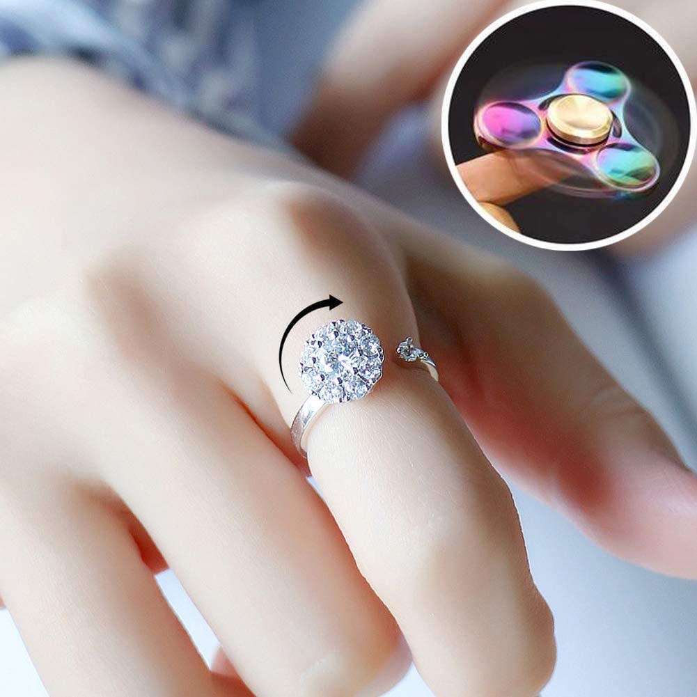 Spin Ring Women's Fidget Ring Adjustable Open Ring Discreet Calming Gift for Women