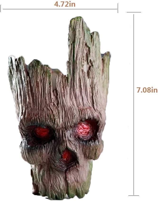 Skull Flower Pot/Treeman Pen & Brush Holder  (Brown)