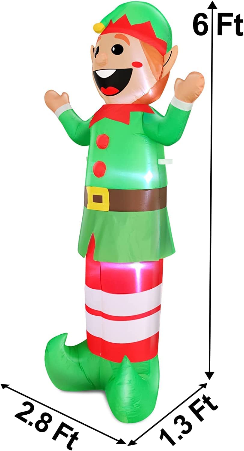 6 Ft Christmas Inflatables Elf w/  LEDs