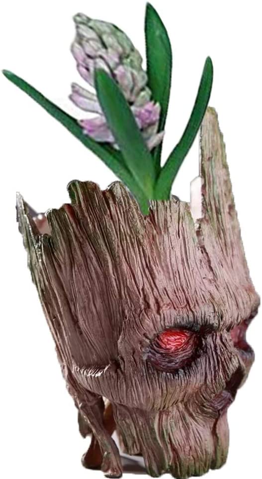 Skull Flower Pot/Treeman Pen & Brush Holder  (Brown)