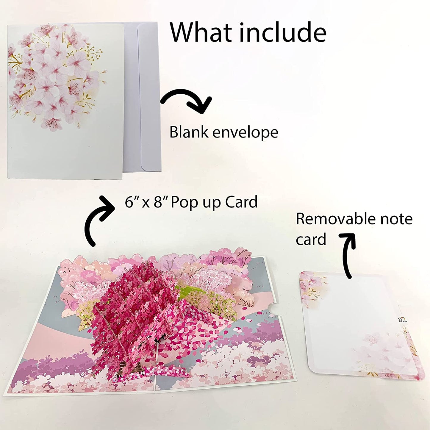 Pop Up Valentines Day Cards - Cherry Blossom 3D - 6"x8"