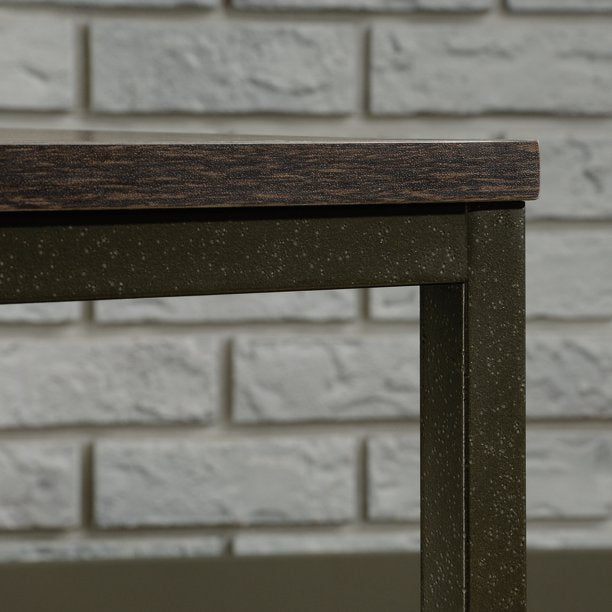 Curiod Square Metal Frame End Table, Smoked Oak Finish