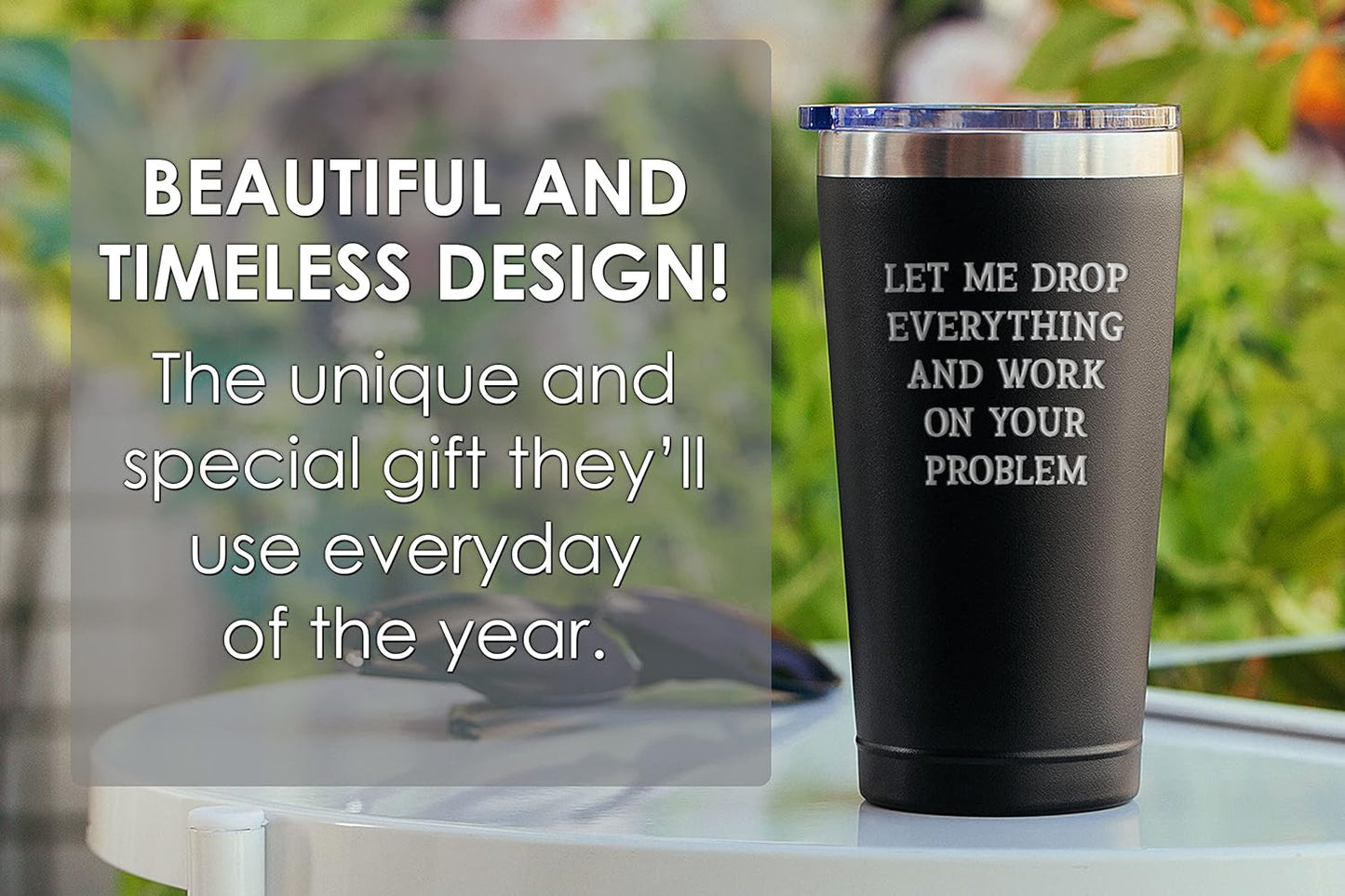 Funny Gifts for Men - Let Me Drop Everything - Stainless Steel Tumbler with Lid - Gag Gifts for Men Women Coworkers Boss - Mens Birthday Present Ideas - Unique Coffee Mug Tumbler for Men, Black 16 oz