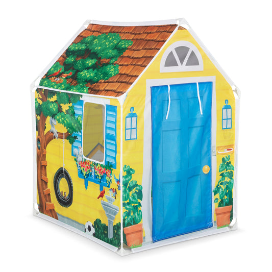 Kids Cozy Cottage Fabric Play Tent & Storage Tote