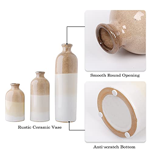 Ceramic Rustic Vase for Home Decoration , Set of 3