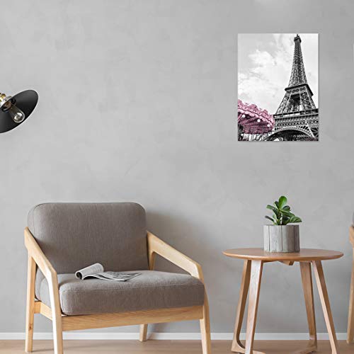 Paris Eiffel Tower Canvas Wall Art Decor  Black & White 12x16"