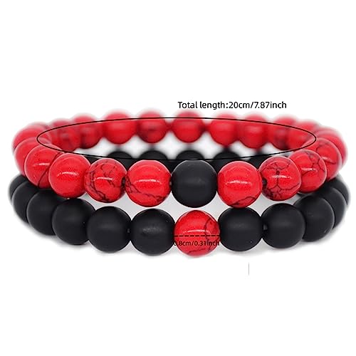 Men Women Lava Bracelet Beads Bracelet Bangle Stretch Stone Beads Bracelets Friendship Couples Gifts,