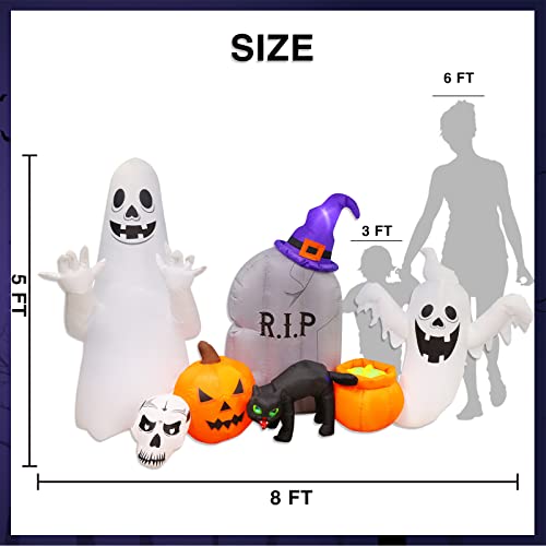 Inflatables Decorations Grim Reaper Outdoor Halloween with Build-in LEDs Blow Up Inflatable