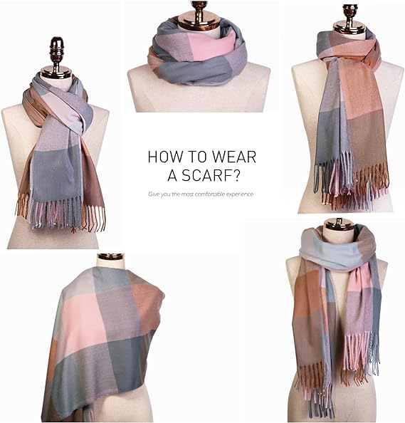 Classic Plaid Tartan Scarf for Women Men Soft Check Tassel Scarves SC316