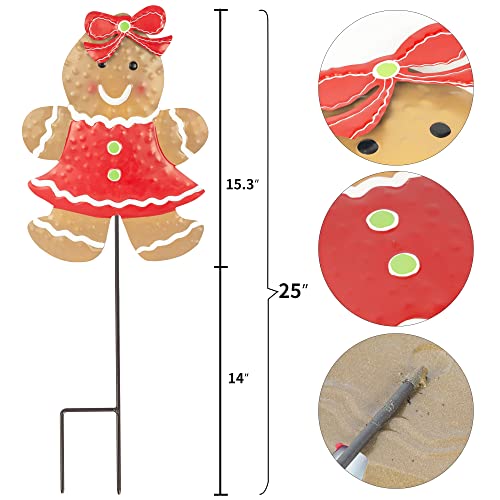 24.8 inch Gingerbread- 2 Pack Christmas Metal Stakes Decoration