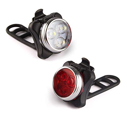 USB Rechargeable Bike Light Set,Super Bright Front Headlight & Rear LED Bicycle Light