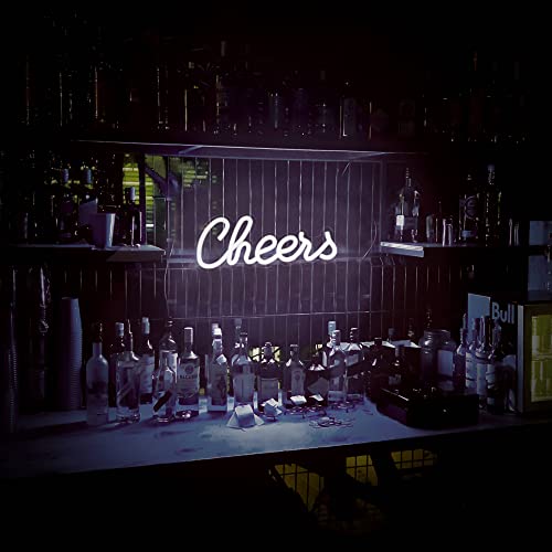 Cheers Neon Sign, LED Neon Light for Wall Decor, USB Powered- White