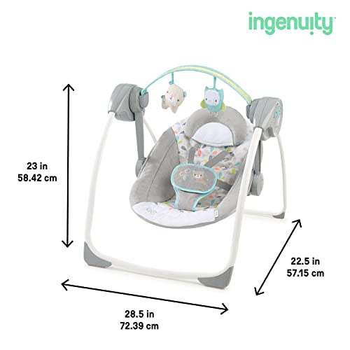 6-Speed Compact Portable Baby Swing w/ Music & Bar, Folds for Easy Travel