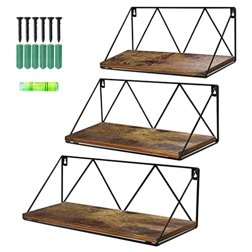 Floating Wall Shelves Set of 3 Rustic Wood Storage Shelf