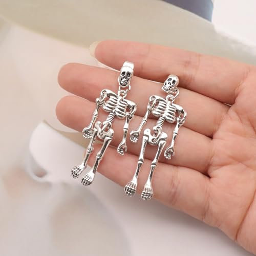 Gothic Skeleton Unique Earrings Punk Human Skull Funny Earrings Ghost Groom Bride Halloween Earrings