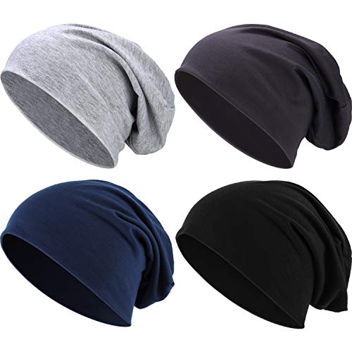 4 Pieces Thin Knit Slouchy Cap Beanies for Men/Women