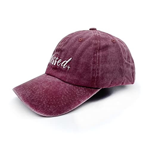 Embroidered Blessed Washed Cotton Baseball Cap for Men/Women