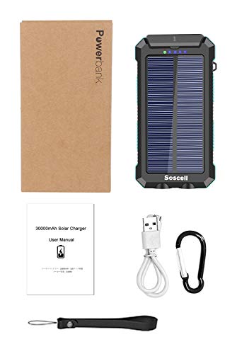 Portable Solar Power Bank for Cell Phone, Dual 5V/2.1A USB Ports Output, 2 Led Flashlight, Perfect for Outdoor Activities