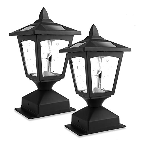 Solar Lamp Post Cap Lights for Wood Fence Posts Pathway, Deck, Pack of 2