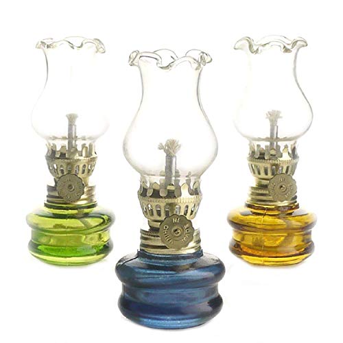 4 inch Tall Glass Kerosene Oil Lamp Lantern (Set of 3)