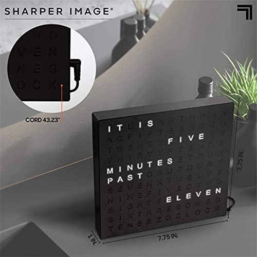 Electronic Word Clock w/ LED Light Display, USB Cord and Power Adapter, 7.75” Square Face