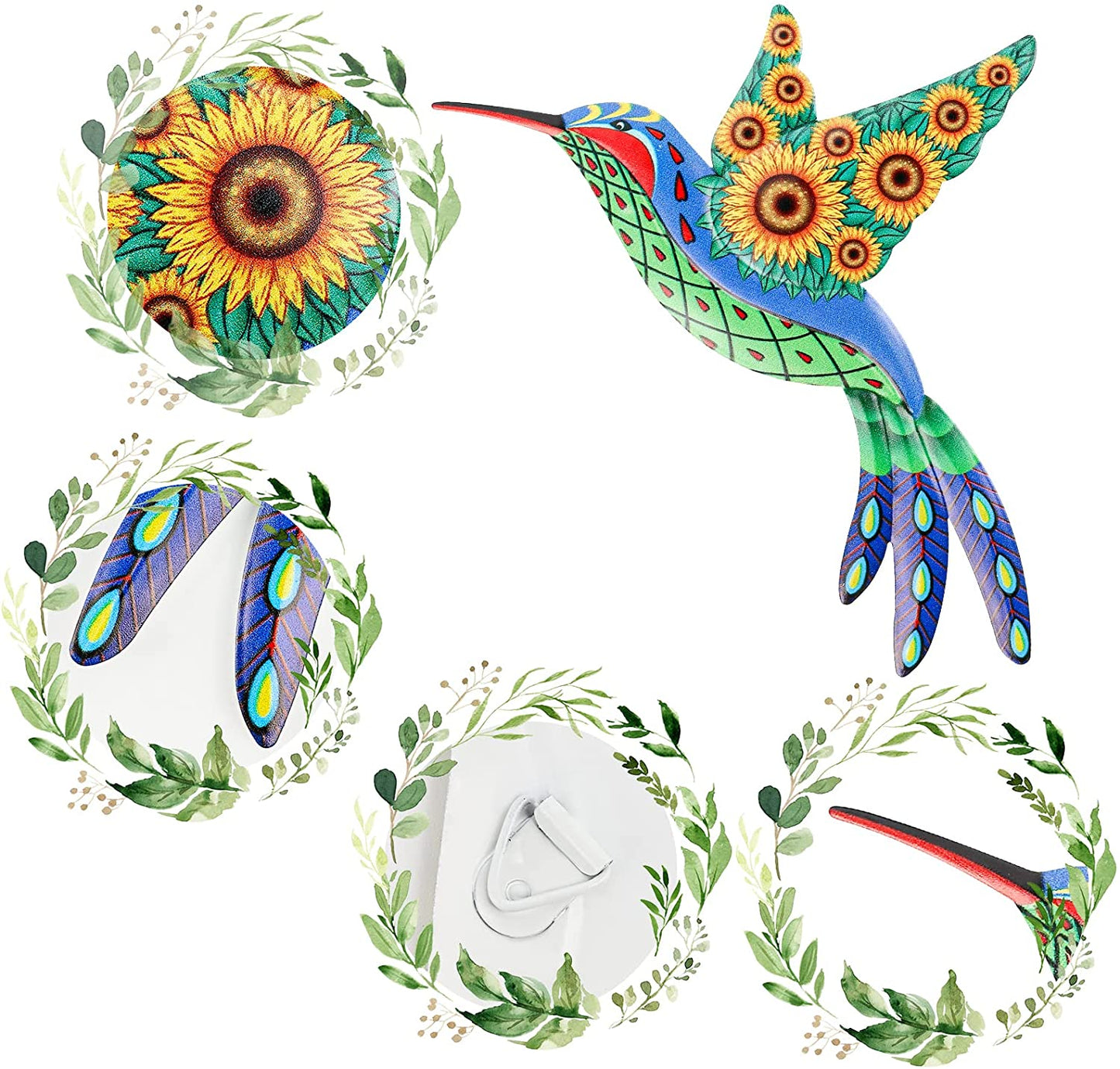 4 pcs Metal Hummingbird Wall Decoration