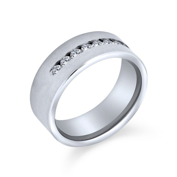 AAA CZ Mens Titanium Wide Wedding Band Ring 8MM for Men - Size 10