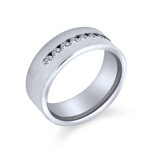 CZ Mens Titanium Wide Wedding Band Ring 8MM for Men - Size 8