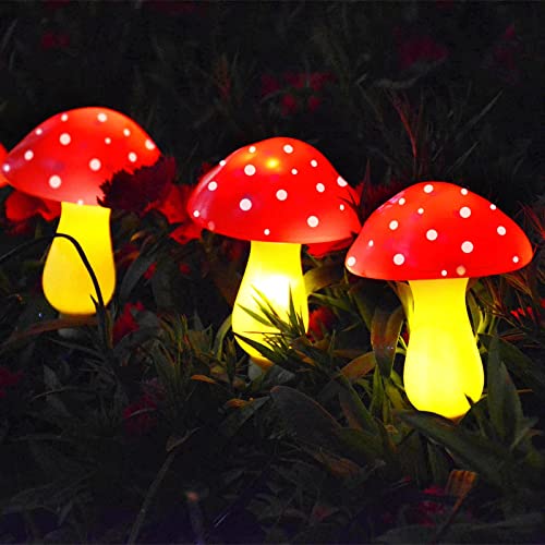 Set of 6 Solar Mushroom Lights Garden Outdoor Decoration