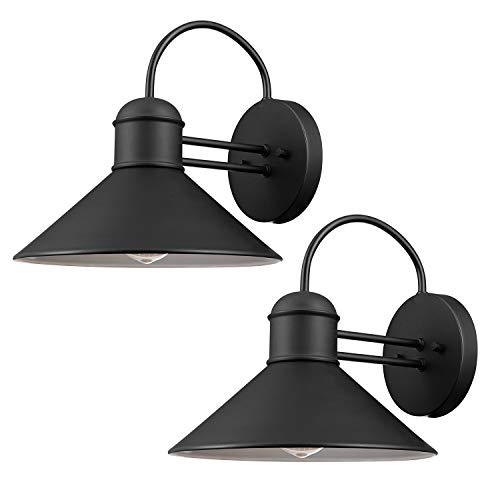 1-Light Outdoor Wall Sconce, 2-Pack, Black Finish