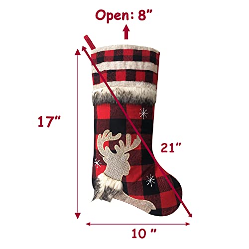 Christmas Stockings Buffalo Red Plaid w/ Soft Faux Fur