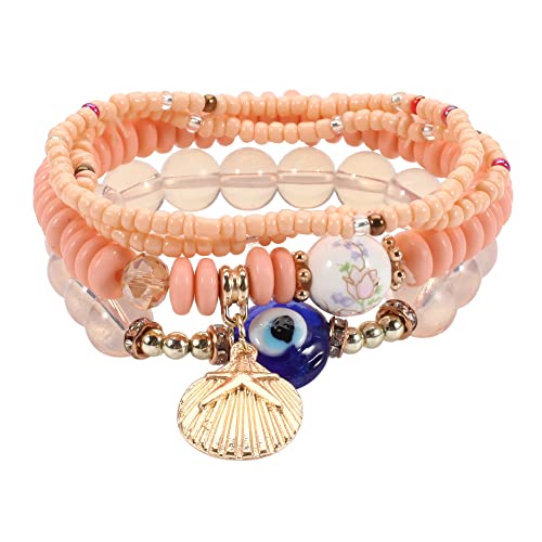 4/2 Sets Bohemia Evil Eye Beads Bracelets for Women