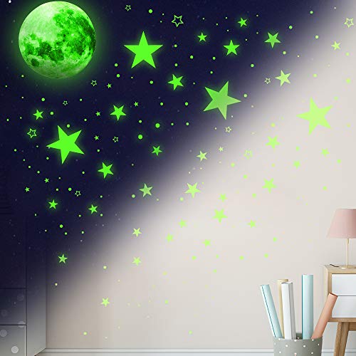 1108 Pcs Glow in The Dark Stars & Moon Wall Decal