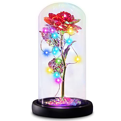 I Love You Mom Galaxy Roses Gifts in Glass Dome for Mothers Day/Birthday