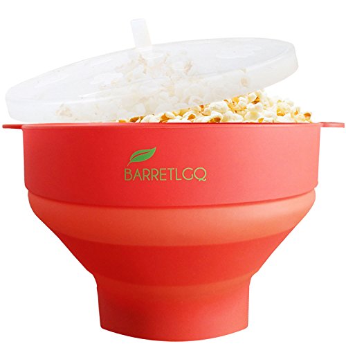 Silicone Microwave Popcorn Popper w/ Lid for Home Microwave Popcorn Makers