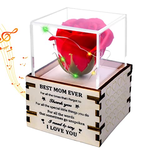 Gifts for Mothers Day -Preserved Eternal Rose Flower in Music Box