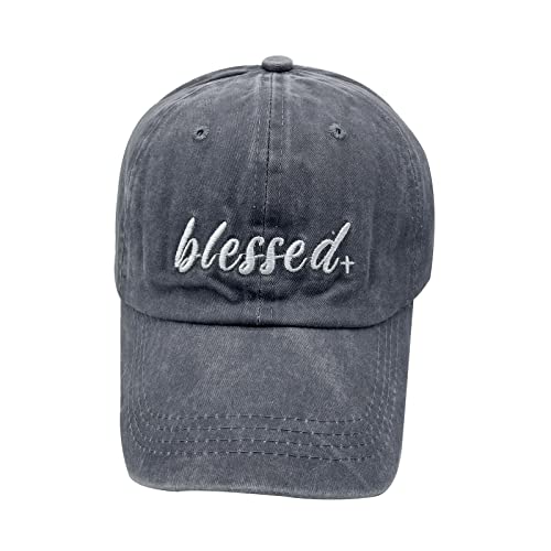 Embroidered Blessed Washed Cotton Baseball Cap for Men/Women