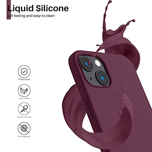 Compatible with iPhone 13 Case 6.1, Slim Liquid Silicone 3 Layers Full Covered Soft Gel Rubber Case Cover