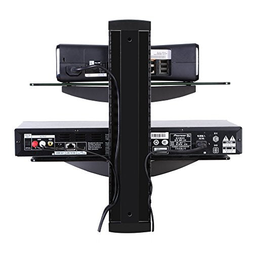 2 Tiers Av Shelf Wall Mount Black Bracket Stand for AV Receiver Component Xbox Cable Boxes Gaming Systems