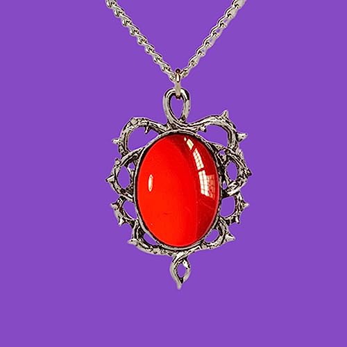 Gothic Stardust Crystal Cameo Necklace Red Purple Crystal Pendant Necklace Vintage Satan Demon