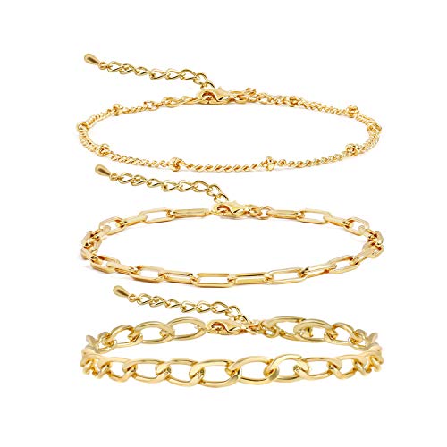 14K Gold Plated Beaded Bracelets for Women -Stretchable & Adjustable