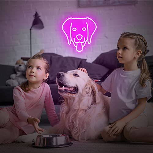 Cute Dog Neon Signs for Decoration,Pink -12in x 12in Acrylic USB Powered